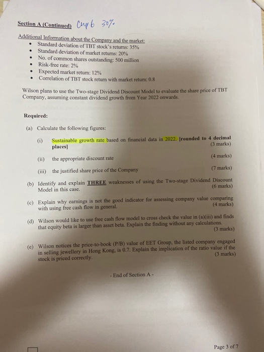 the market: Standard deviation of TBT stock's returns: 35% Standard deviation of