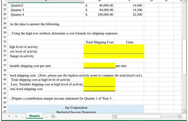 income statement for a merchandising company using the contribution format. D E