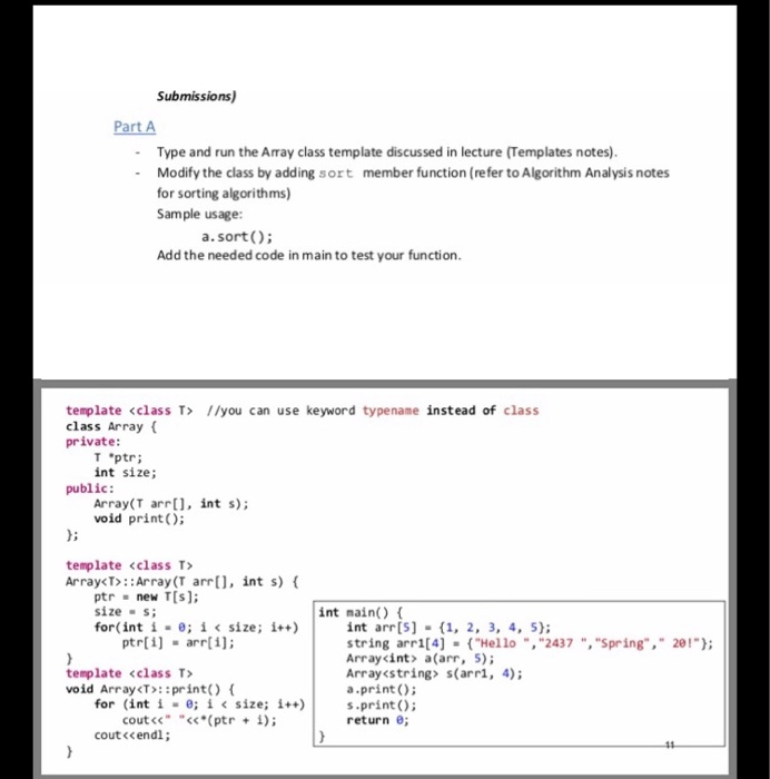 write a program in c++ Submissions) Part A Type and run the