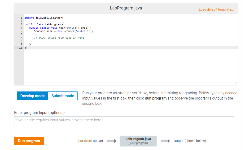 day, hours, and minutes. The program should start by printing the following