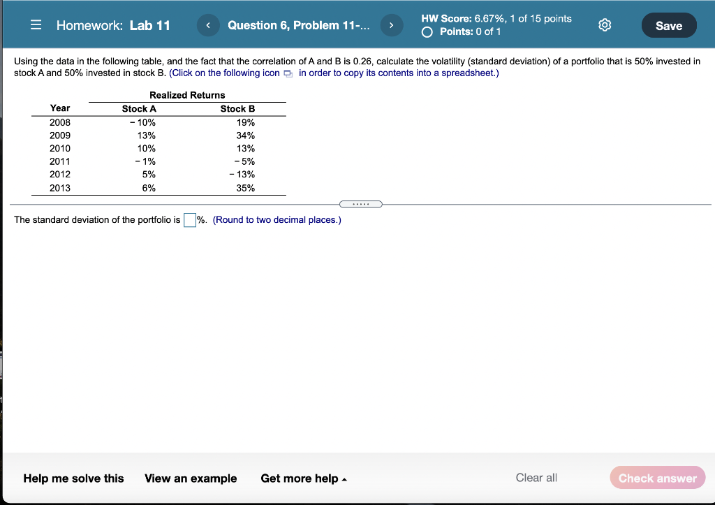 = Homework: Lab 11 Question 6, Problem 11-... HW Score: 6.67%,