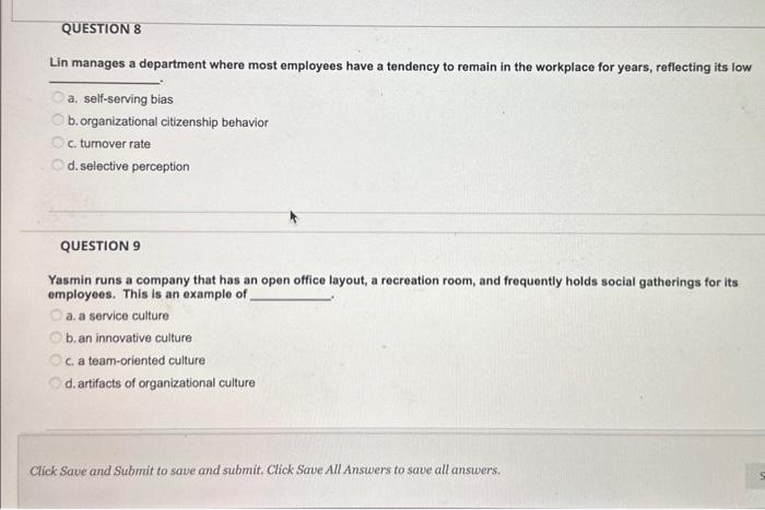  Lin manages a department where most employees have a tendency to
