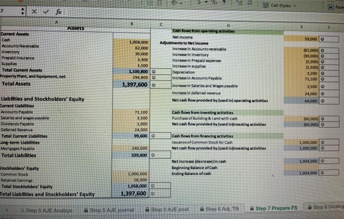 any additional info Please complete Step 8 Closing Entries (last 3 photos)