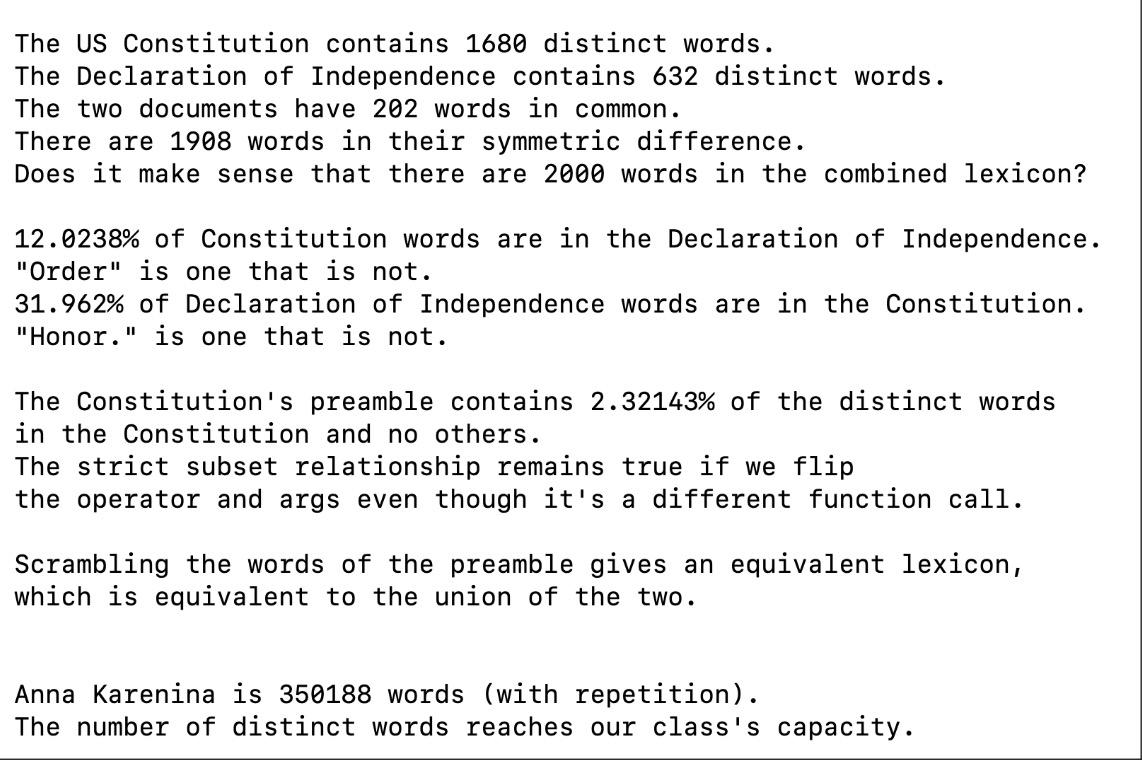This program will have you implement a class called Lexicon, which is
