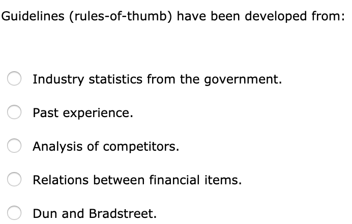  Guidelines (rules-of-thumb) have been developed from: Industry statistics from the government.