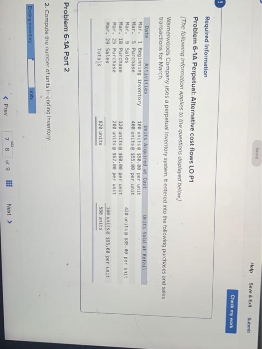  Saved Help Save & Exit Submit Check my work ! Required