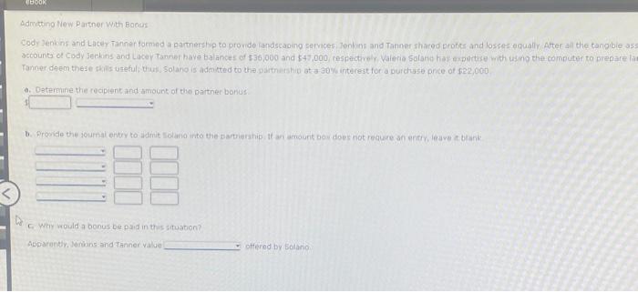  Admitting liew Partner with Eocas a. Datermune the recipient and amount