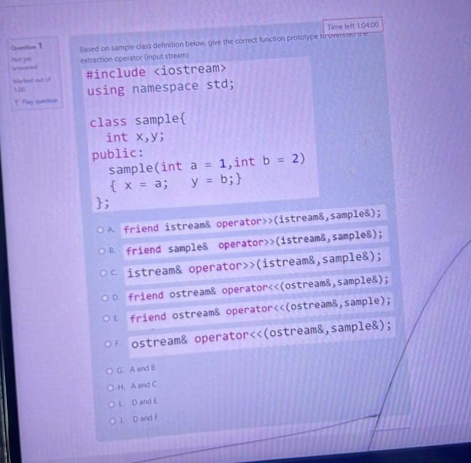 Gased on ample dass definition below, give the correct function prototype