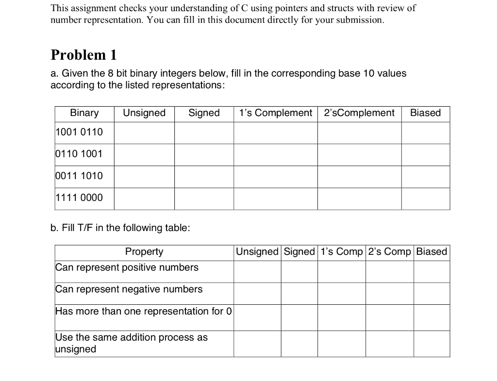  This assignment checks your understanding of C using pointers and structs