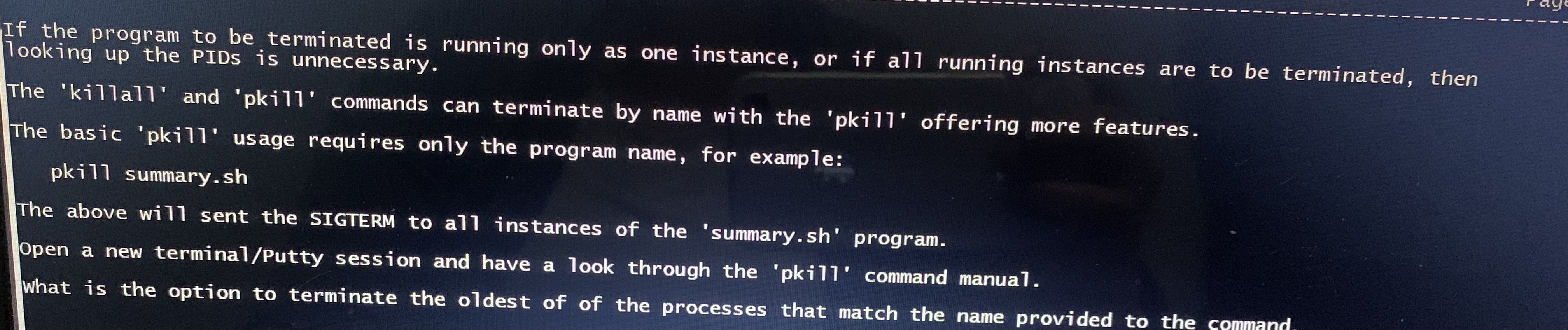  the pkill -o summary.sh is not working help me to figure