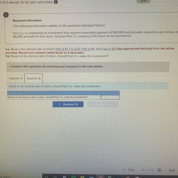 [The following information applies to the questions displayed below.) Park Co. is