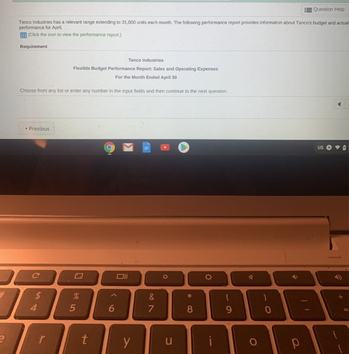  Question Help Tanco Industries has a relevant range extending to 31,000