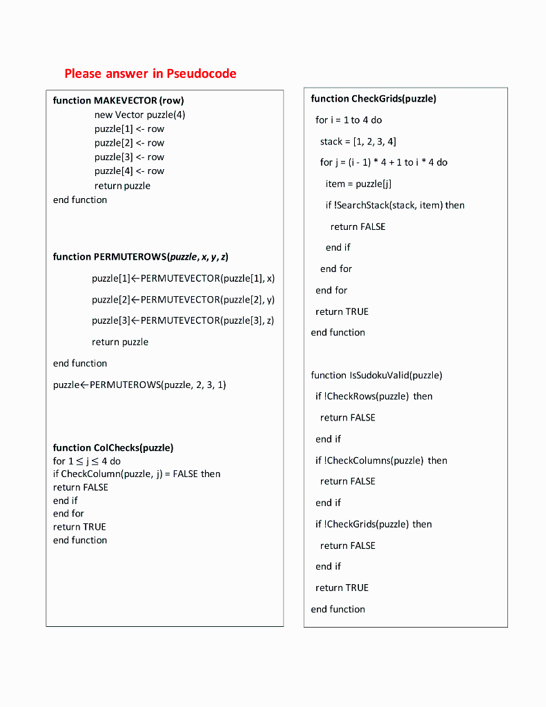  Please answer in Pseudocode Please answer TASK 8 by referring the