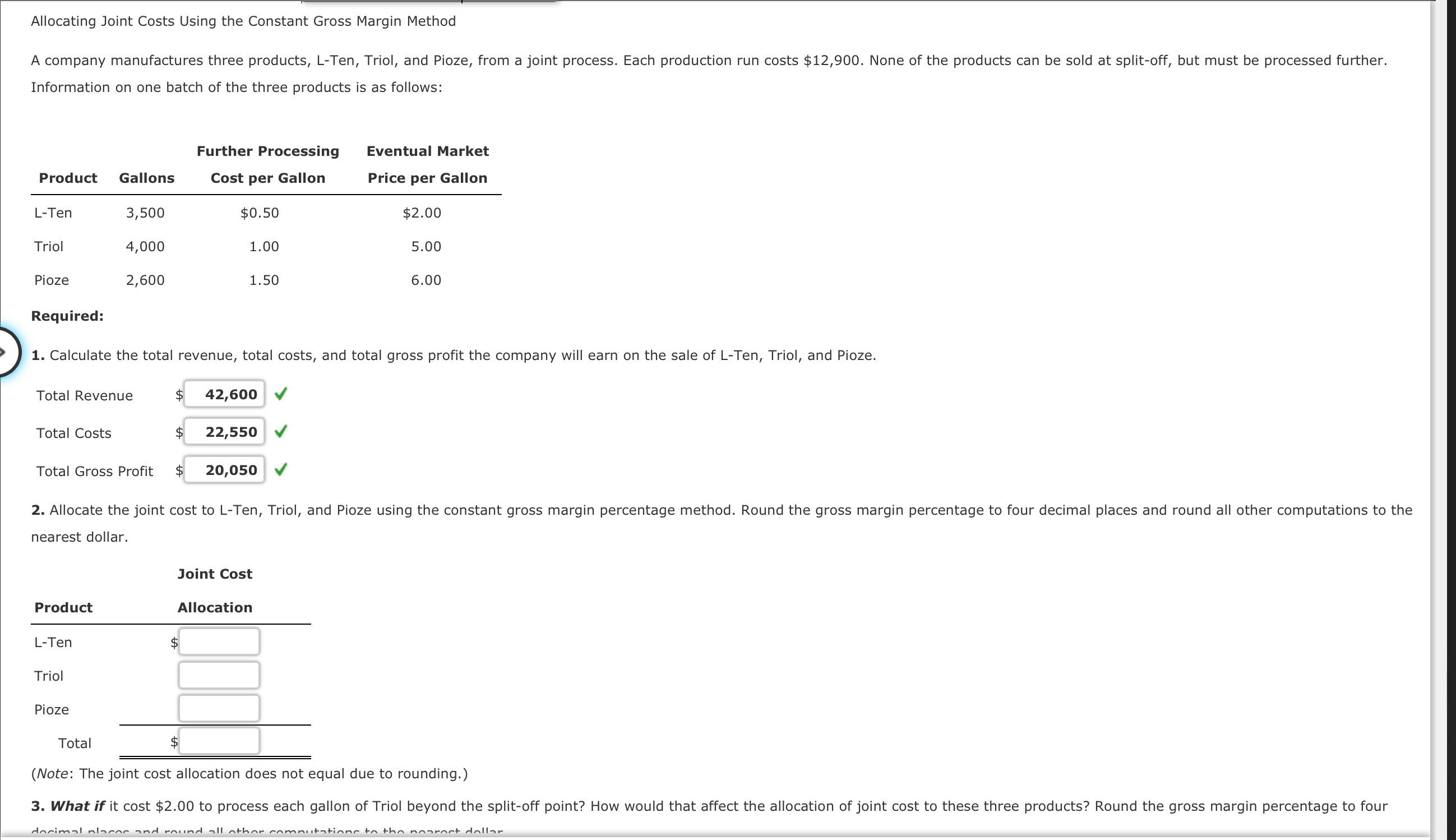  Allocating Joint Costs Using the Constant Gross Margin Method Information on