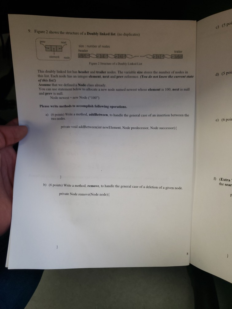  c) (5 points) Insert a new node at the head by