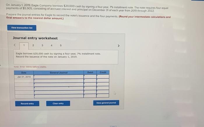  need help with this table On January 1, 2019. Eagle Company