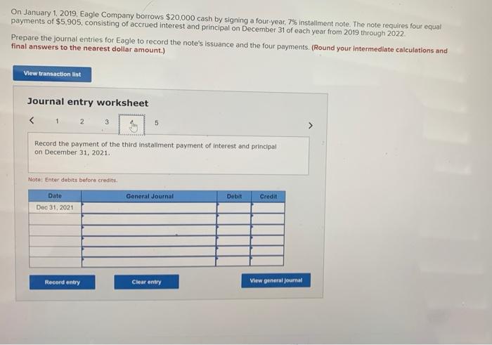 on December 31 of each year from 2019 through 2022 Prepare the