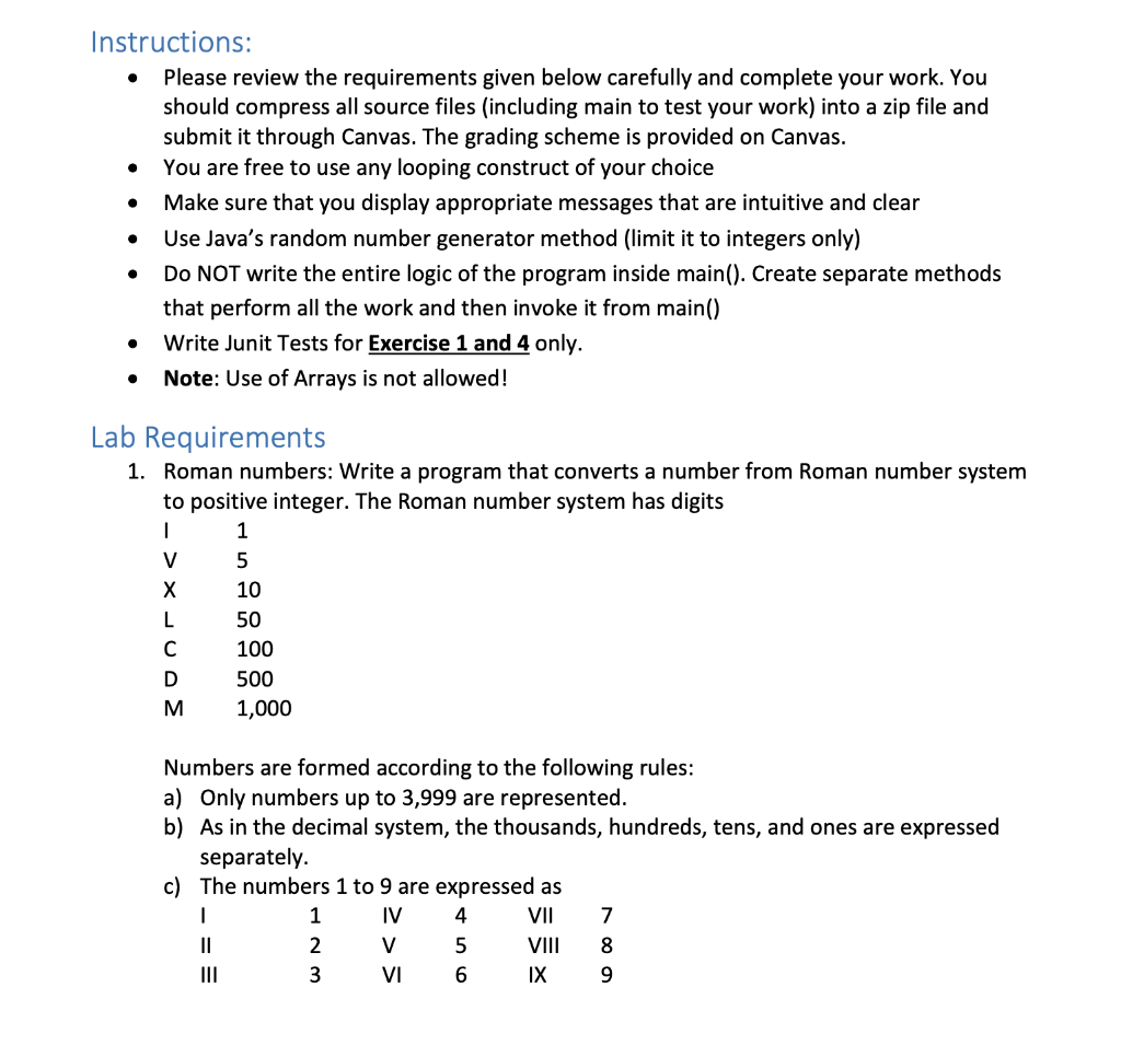 write Junit tests, please. using JUnit 4 Instructions: Please review the requirements