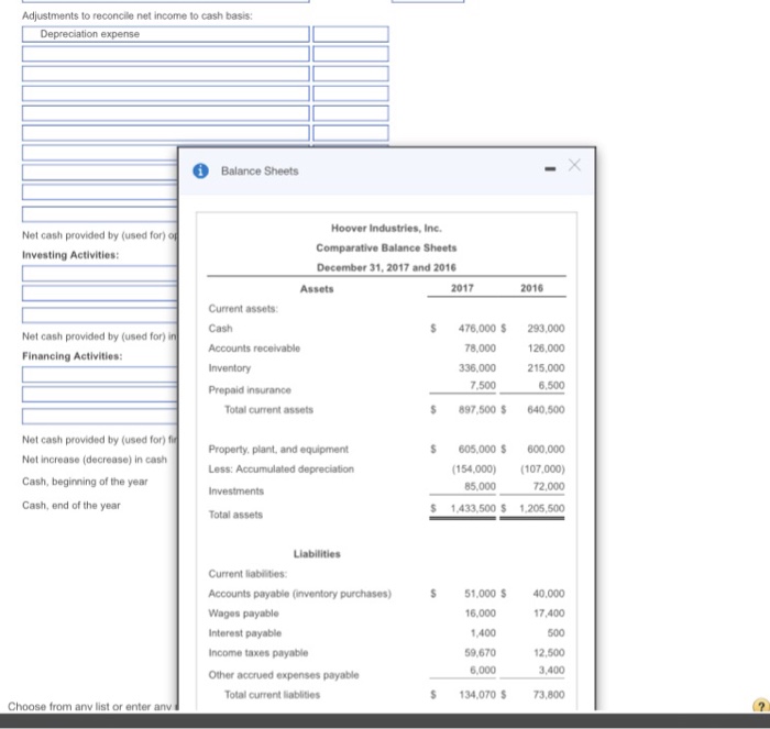 income statement.)(Click the icon to view the balance sheets 0 (Click the