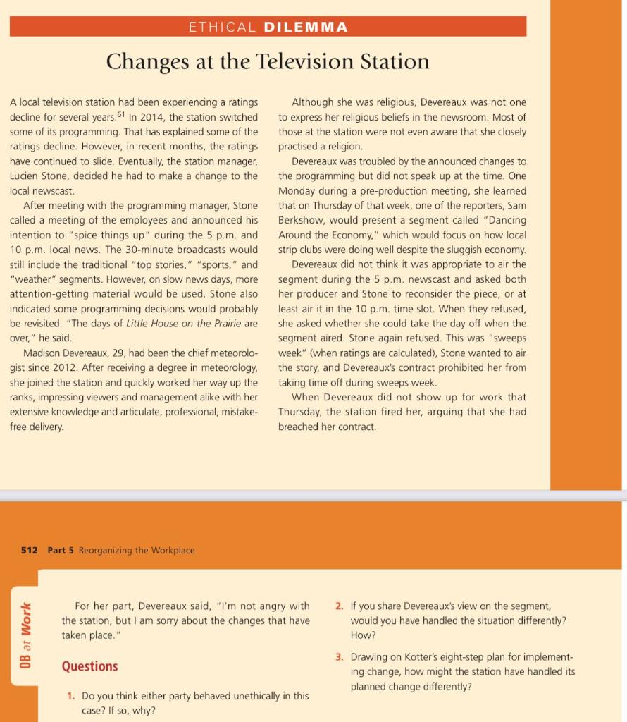 QUESTIONS 1 do you think either party behaved unethically in this case?