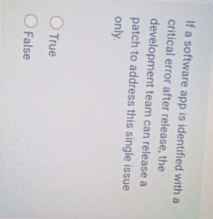  If a software app is identified with a critical error after