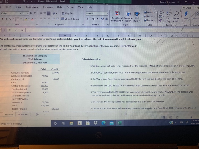 Chapter 5 Homework - Excel Search Bobby Simoni e Insert Formulas