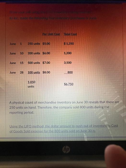  Show your still using the th HJ Inc. made the following