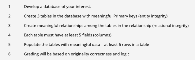Please help with how to complete this assignment on Microsoft Access.