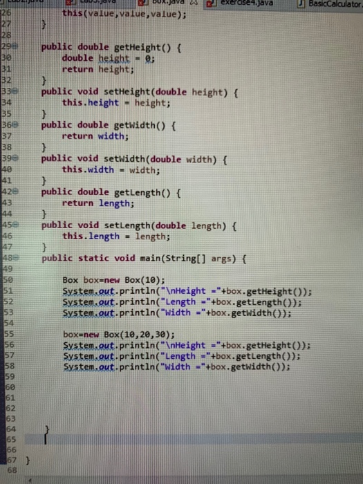 our Box class by providing a constructor that would set all 3