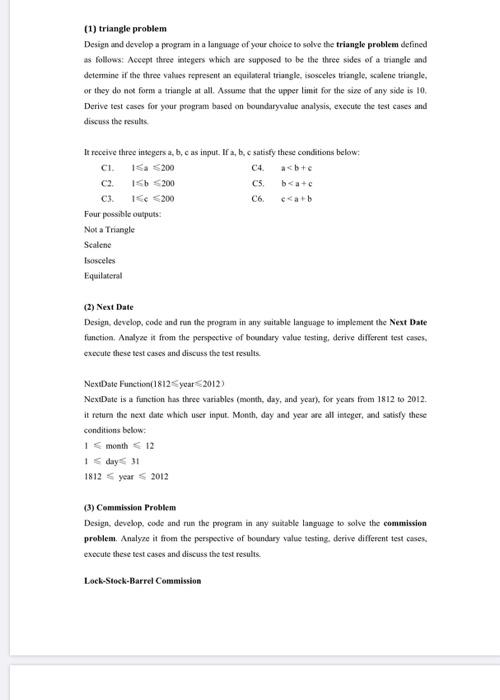 3. Program Code ****** 4. Test Design and Test Cases 5. Testing
