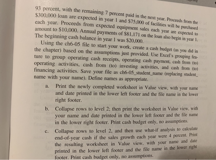 resulting worksheet in Value view wil and date printed in the lower