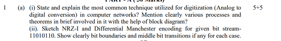  1(a)(i) State and explain the most common technique utilized for digitization