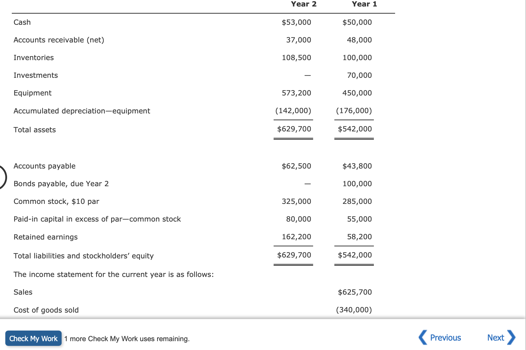 1 more Check My Work uses remaining. Additional data for the