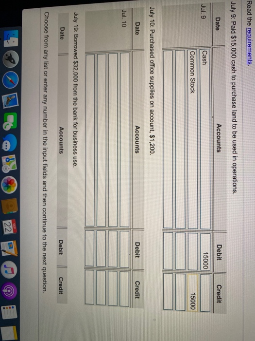 to purchase land to be used in operations. 10 Purchased office supplies