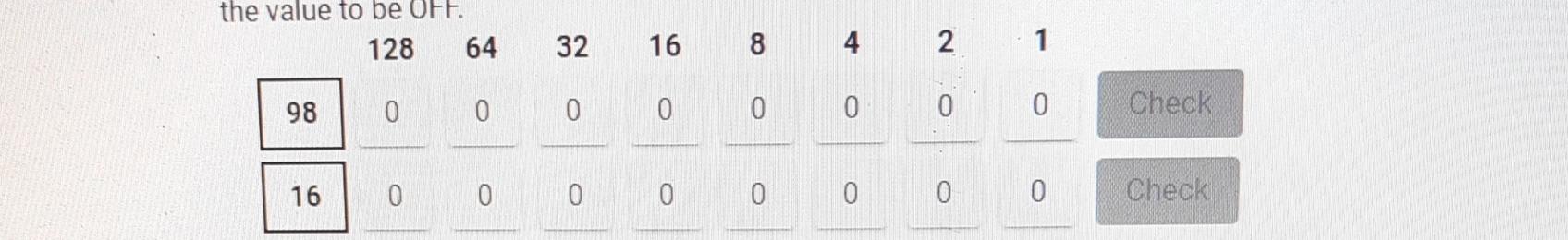  the value to be OFF. 