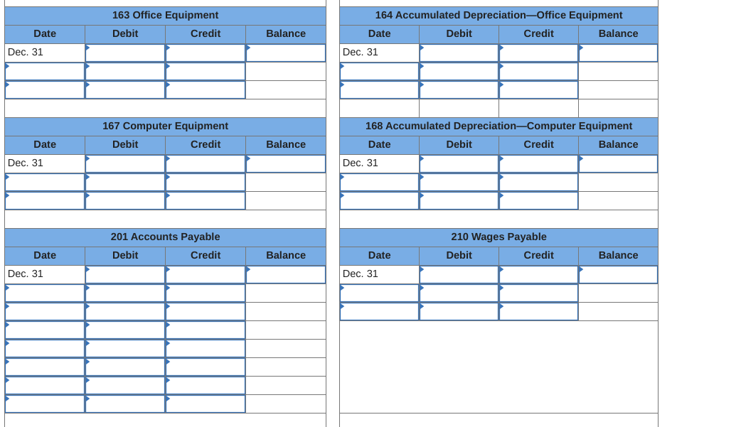 Debit Credit Balance Dec. 31 Date Debit Credit Balance Dec. 31 318