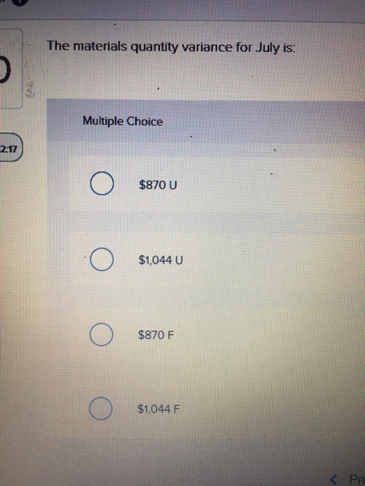 Corporation makes a product with the following standard costs: ty Standard Price