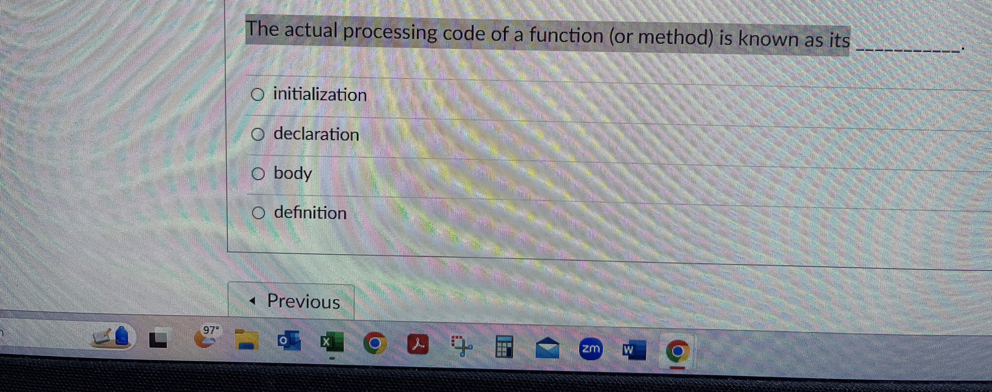  The processing code of a function is known as what? 