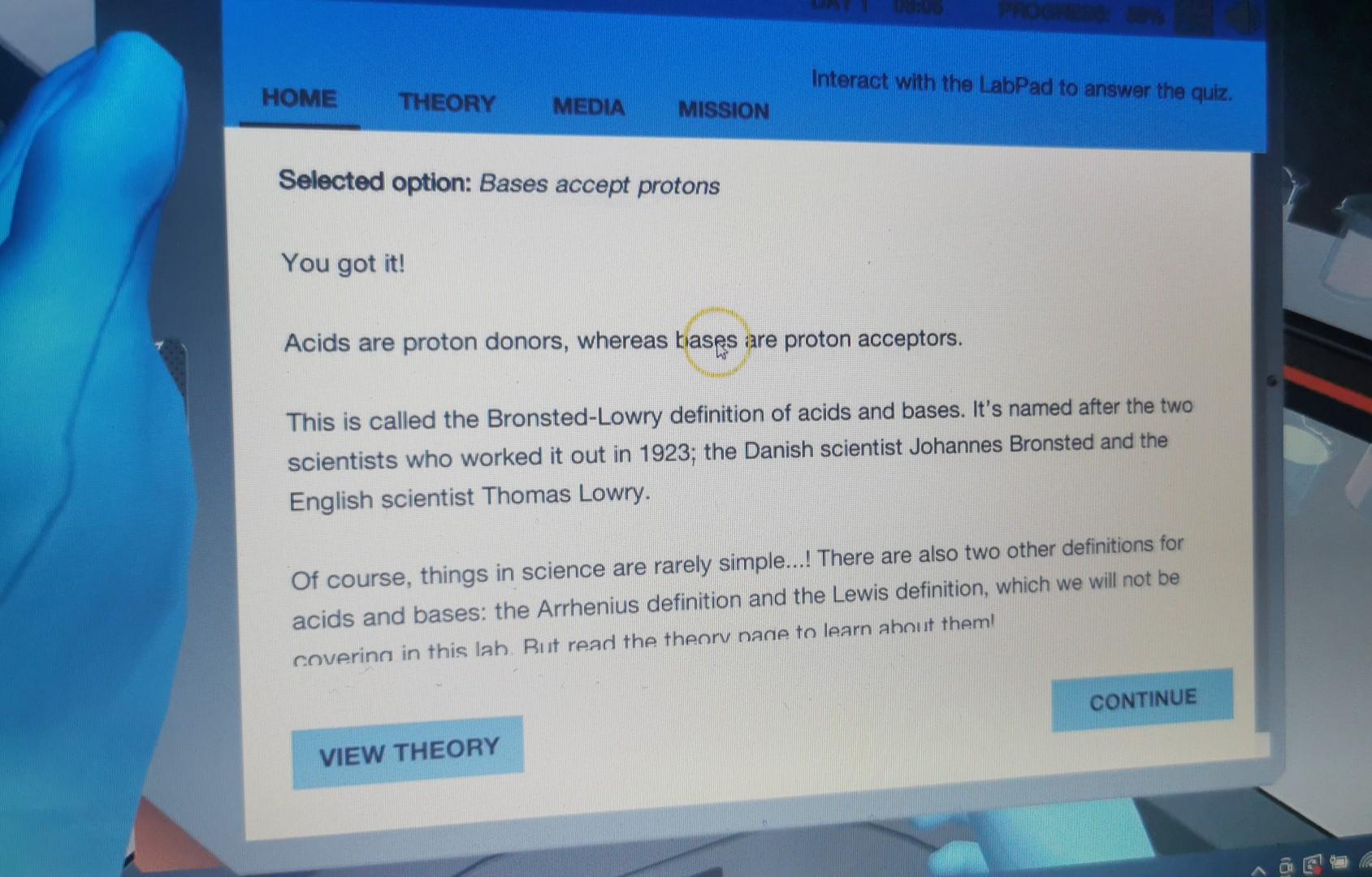 tiases are proton acceptors. This is called the Bronsted-Lowry definition of acids