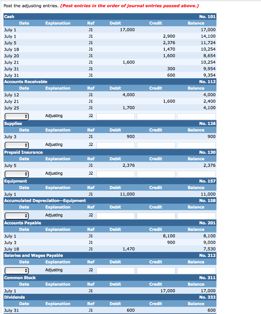 amount owed on cleaning supplies. 20 Paid $1,600 for employee salaries. 21