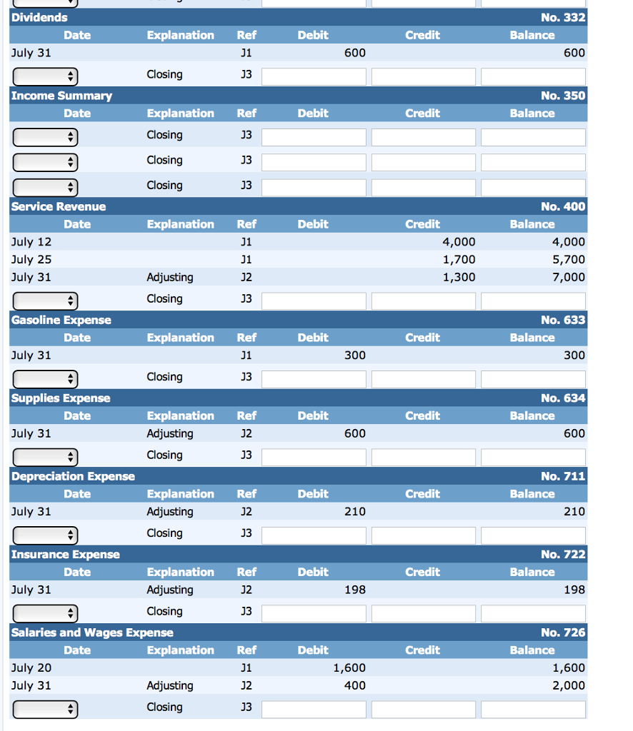 of accounts for Kristin's Maids Cleaning Service contains the following accounts: No.