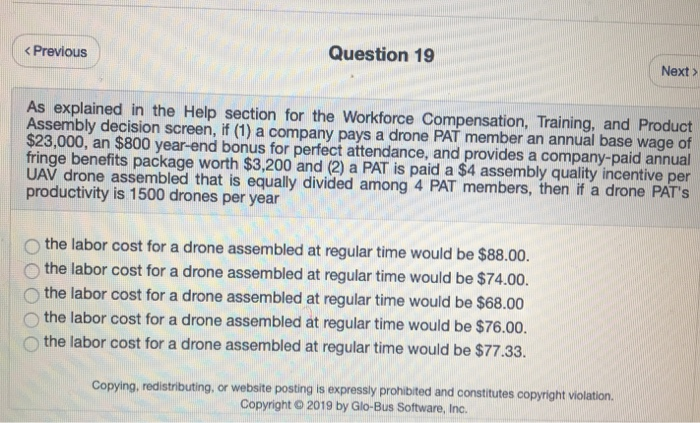  Question 19 As explained in the Help section for the Workforce
