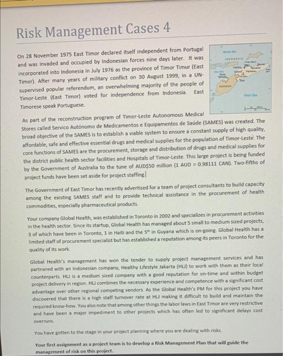 i want risk management plan for this case study.atleast 50 risks .its