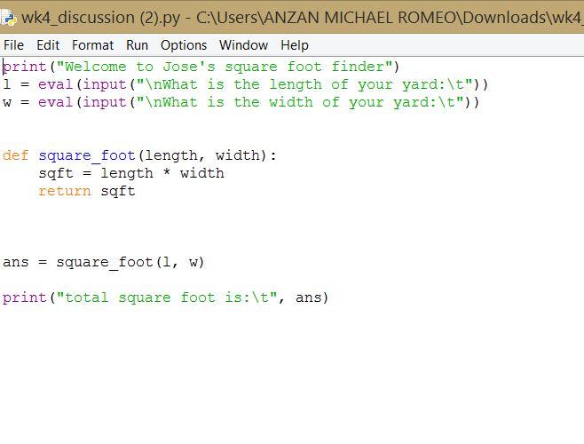  Modify that student's program changing the calculation performed within the function.