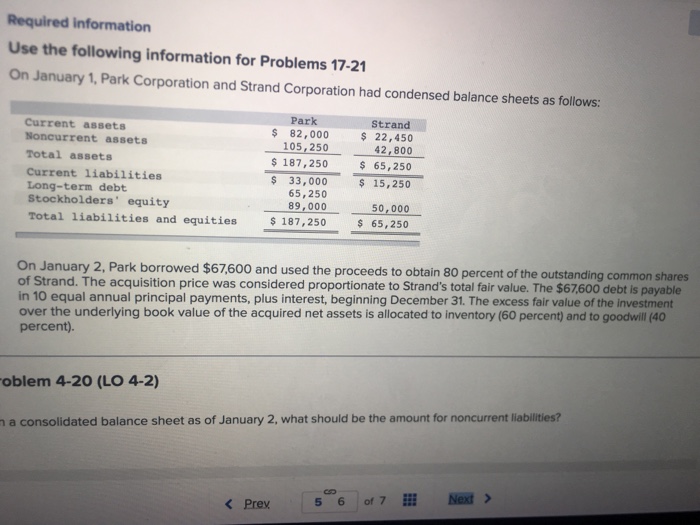  Required information Use the following information for Problems 17-21 On January