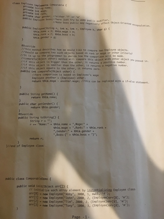 Data Structure class Enployee implenents Comparable f private String none private