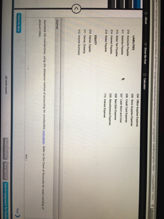 as uncollectible Reinstated the account of Melissa Crone and received $4,000 cash