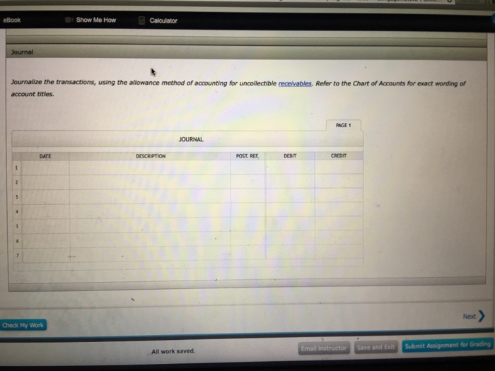 in full payment. Oct. 9. Journalize the above transactions, using the allowance