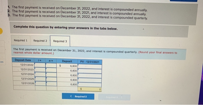 five-period annual annuity of $6,800 under each of the following situations: (FV