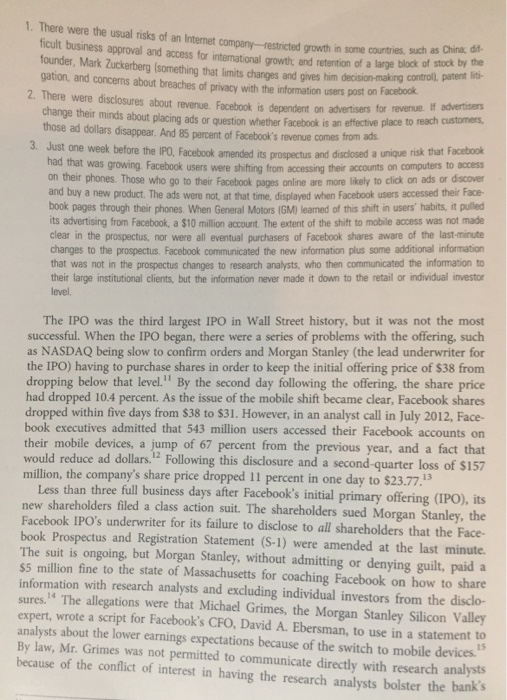 Facebook and the Pre-IPO Before Facebook issued its first publicly traded shares